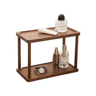 胡桃木桌面置物架化妆品香水展示架实木桌上收纳杂物饰品木质架子