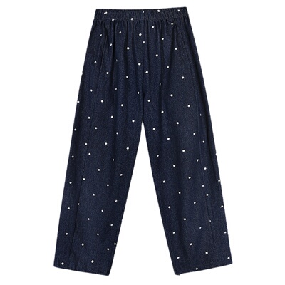 落落狷介刺绣碎花牛仔裤女