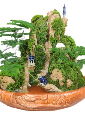 全是植物假山造景石材室内鱼池