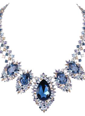 韩国夸张吊坠锁骨轻奢水晶项链