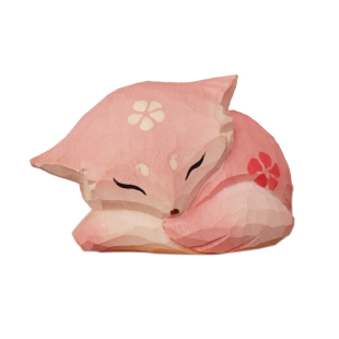 原神周边八重神子狐狸木雕摆件纯手工雕刻实木桌面手办模型礼物