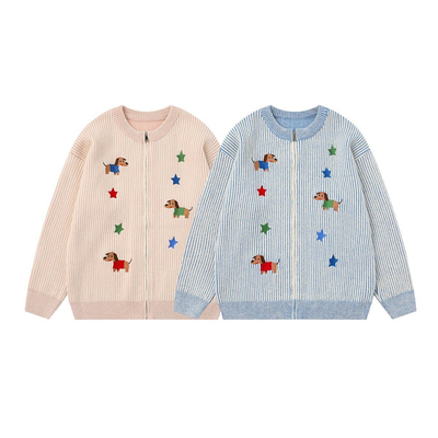 卡通小狗刺绣ins风潮牌情侣毛衣