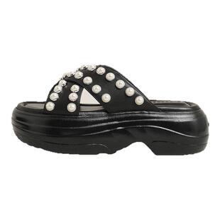 BLOCCO5女鞋春夏拖鞋气质铆钉珍珠装饰厚底外穿凉鞋