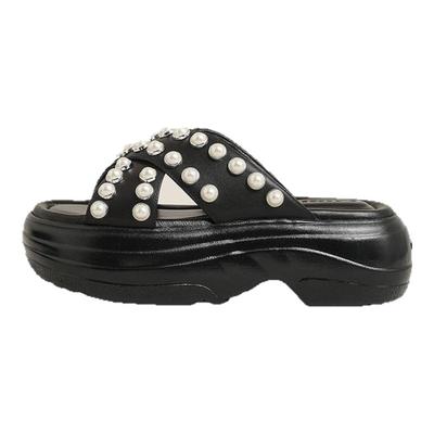 BLOCCO5女鞋拖鞋气质铆钉珍珠装饰厚底外穿凉鞋