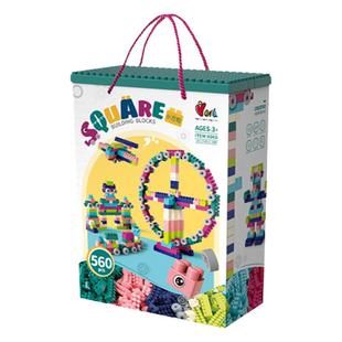 因儿乐积木大颗粒儿童立体diy拼装益智男女孩3摩天轮玩具车收纳盒