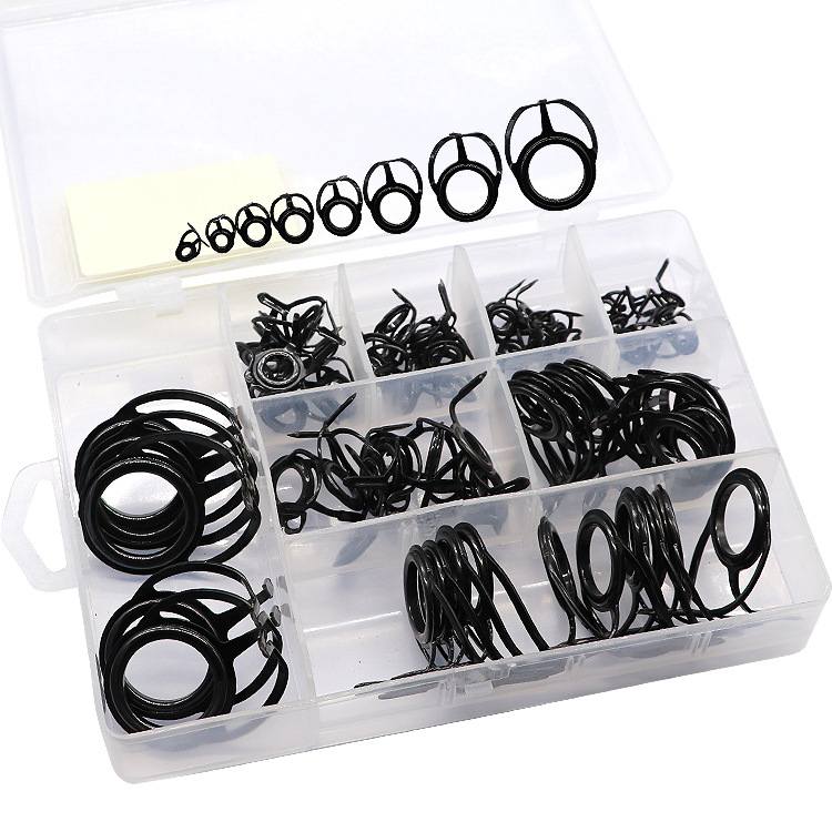 厂家批发75/入盒装高碳钢套装导线导双腿鱼竿陶瓷海环眼竿配件