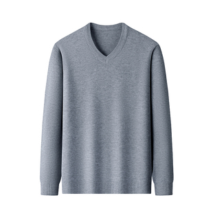 鄂尔多斯市100%纯羊毛衫男秋冬V领保暖毛衣鸡心领针织羊绒打底衫