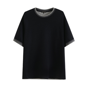 PLUS CRASH夏季拼色新触感绵羊毛花纱质轻盈软糯高智老钱风男装