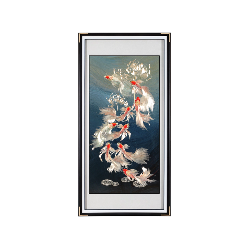 新中式手工铜雕锦鲤玄关挂画