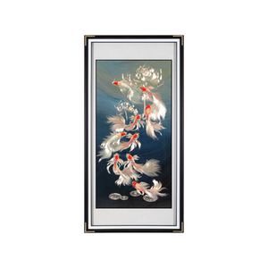 新中式手工铜雕锦鲤玄关挂画