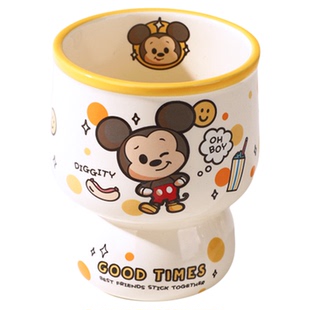 迪士尼陶瓷水杯卡通家用水杯2025新款可爱马克杯高颜值儿童可叠杯