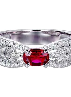 莫桑石本命年红宝石麦穗戒指