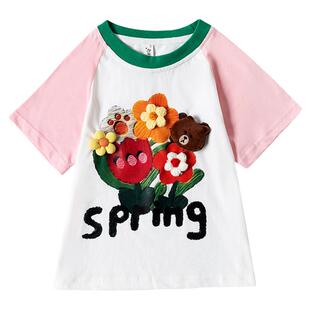 栀了成长记童装女童宝宝短袖t恤纯棉夏装新款儿童半袖上衣体恤