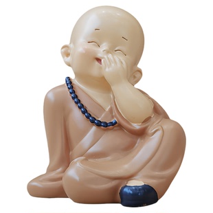 中式可爱小和尚摆件禅意沙弥办公室桌面工艺品古风佛系解压装饰品