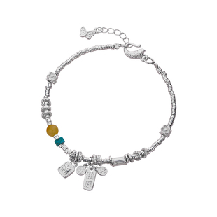 顺钦银楼S925银夏花手链设计感新中式好运礼物招财纳福古风配饰