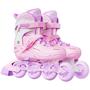 儿童轮滑鞋女童初学者专业直排轮八轮全闪光溜冰鞋防撞加厚