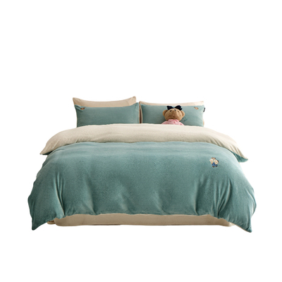 TeenieWeenie复古绿牛奶绒四件套