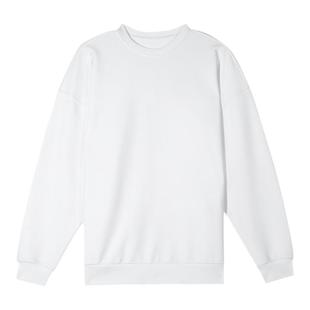 拇指白小T圆领纯色卫衣男女秋季潮流百搭长袖上衣打底衫情侣装