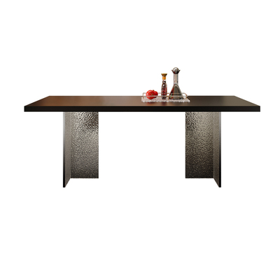 ddc意式极简哑光黑岩板餐桌组合