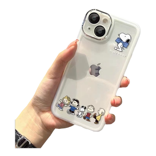 适用iphone17pro手机壳苹果16promax保护套15pro新款14pro透明13创意12情侣11潮x卡通套15plus一排人物史努比
