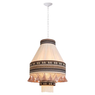 波西米亚复古布艺吊灯摩洛哥ins棉线客厅中古风民宿卧室流苏吊灯