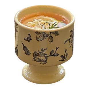 复古马克杯陶瓷高脚杯高级感轻奢酒杯小众甜品水杯子生日毕业礼物