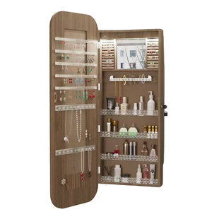 穿衣全身镜壁挂化妆品收纳一体首饰柜挂墙家用带灯镜子卧室试衣镜