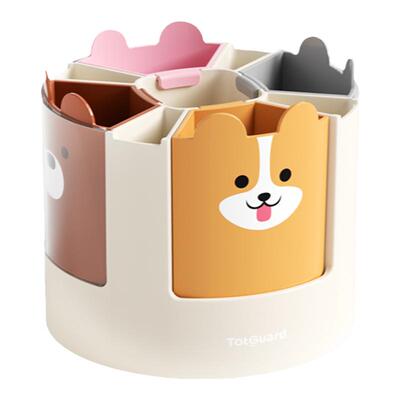 护童笔筒收纳盒旋转笔筒大容量卡通可爱笔架高颜值儿童文具收纳盒笔筒创意可爱学生可爱笔筒摆件