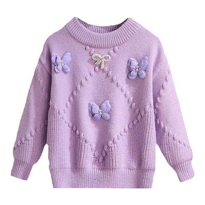 女童毛衣洋气蝴蝶结针织打底衫