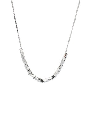 s925纯银日韩方形方块项链女夏百