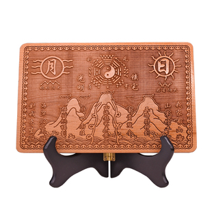 正宗桃木山海镇摆件八卦镜挂件楼房天斩室内外家大门口木雕装饰品