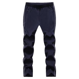 校服裤一条杠藏青高中学生裤子男女加绒冬款深蓝色运动裤宽松校裤