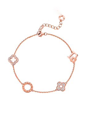 纯银四叶草手链女简约个性小众