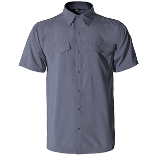 夏季军迷战术速干衬衣户外超薄透气短袖衬衫男翻领多口袋工装上衣