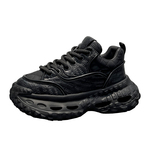 鞋子男秋冬新款休闲鞋黑色老爹鞋印花潮厚底增高鞋系带百搭低帮鞋