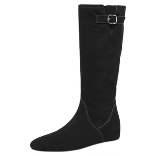 星期六堆堆靴女冬季平底长筒靴2025新款高筒内增高美拉德靴子中筒