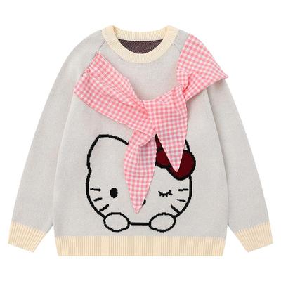 喜出望外披肩假两件宽松毛衣女bf