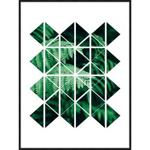 北欧三联绿植装饰画客厅餐厅样板间挂画简约绿色叶子ins风墙壁画