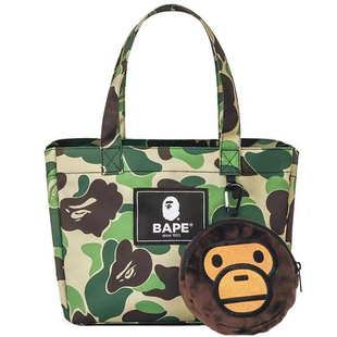 BAPE经典迷彩猿人头杂志附录包大容量托特包单肩包手提包子母包