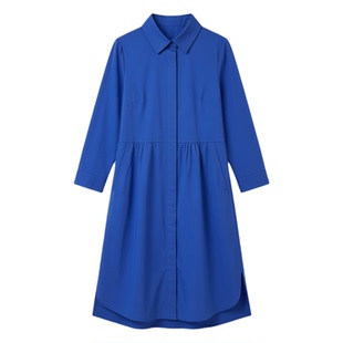 欧美大码女装直筒Polo衬衫式a字开叉连衣裙秋冬新款2026风衣外套