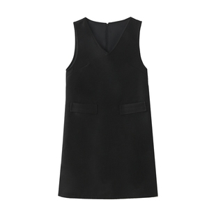 大码毛呢连衣裙女2025新款V领马甲裙无袖宽松百搭背心裙胖mm秋冬