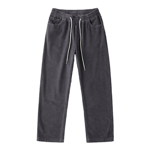 STC 秋冬新款 焦糖 蓝 紫色 灯芯绒 宽松大直筒运动滑板长裤美式