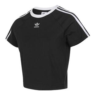 Adidas阿迪达斯三叶草女子运动休闲短款圆领短袖修身T恤JC8703