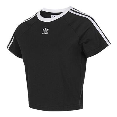 Adidas阿迪达斯三叶草女子运动休闲短款圆领短袖修身T恤JC8703