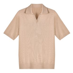 Acme cultum羊绒蚕丝16针海鸥领polo衫针织短袖男打底休闲老钱风
