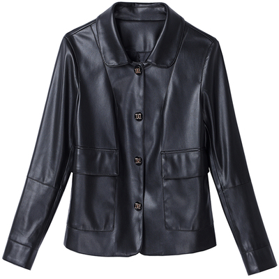 真皮皮衣女短款小个子皮夹克外套