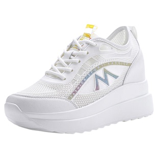 超轻内增高小白鞋女8cm厚底透气网面运动休闲鞋2026新款夏季网鞋