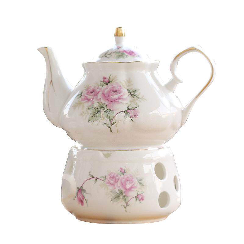 韩式陶瓷花草茶具耐热加热底座