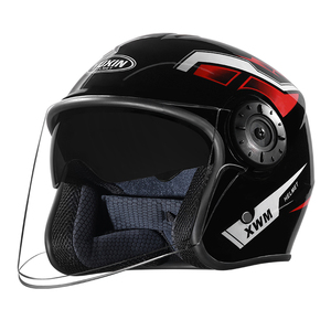 电动车头盔男女士新国标半盔双镜片带围脖四季通用冬季保暖安全帽