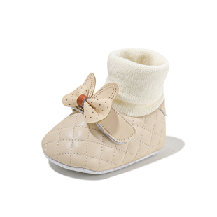 秋冬0一6月新生婴儿棉鞋步前鞋女宝宝袜鞋软底加绒保暖婴幼儿鞋子